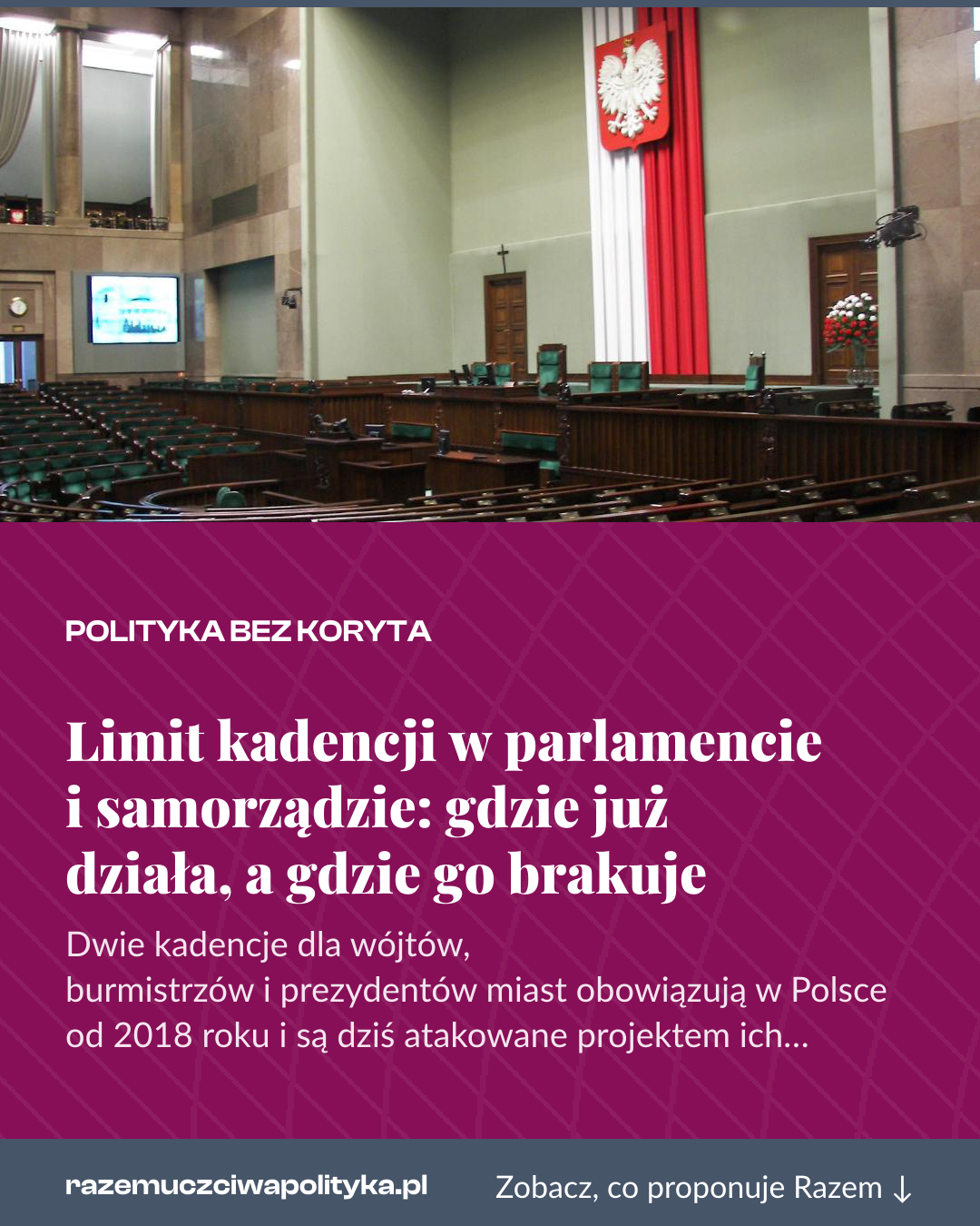 Grafika pionowa do udostępnienia: Limit kadencji w parlamencie i samorządzie: gdzie już działa, a gdzie go brakuje