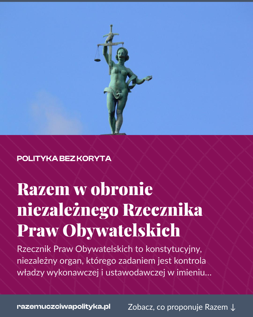 Grafika pionowa do udostępnienia: Razem w obronie niezależnego Rzecznika Praw Obywatelskich