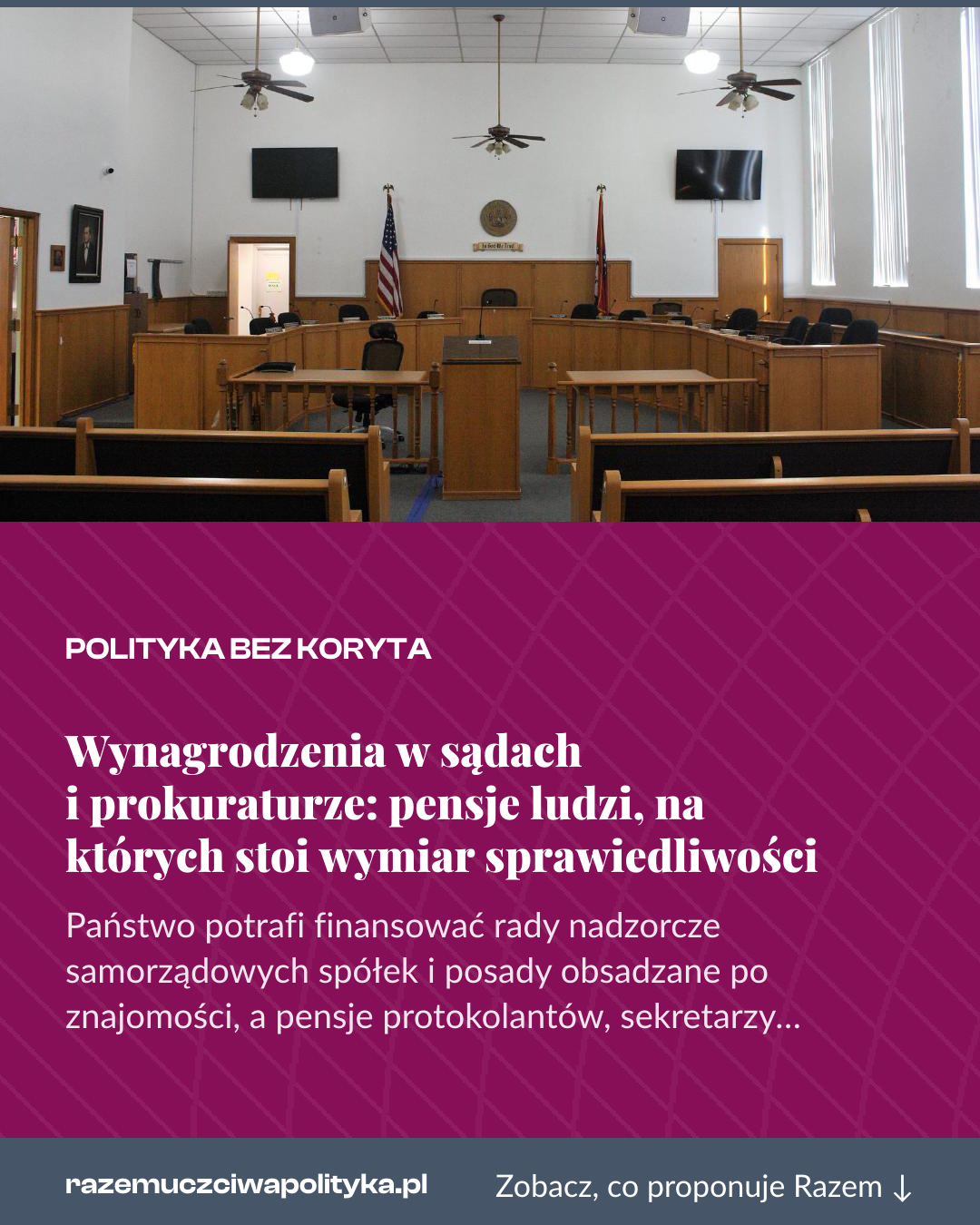 Grafika pionowa do udostępnienia: Wynagrodzenia w sądach i prokuraturze: pensje ludzi, na których stoi wymiar sprawiedliwości
